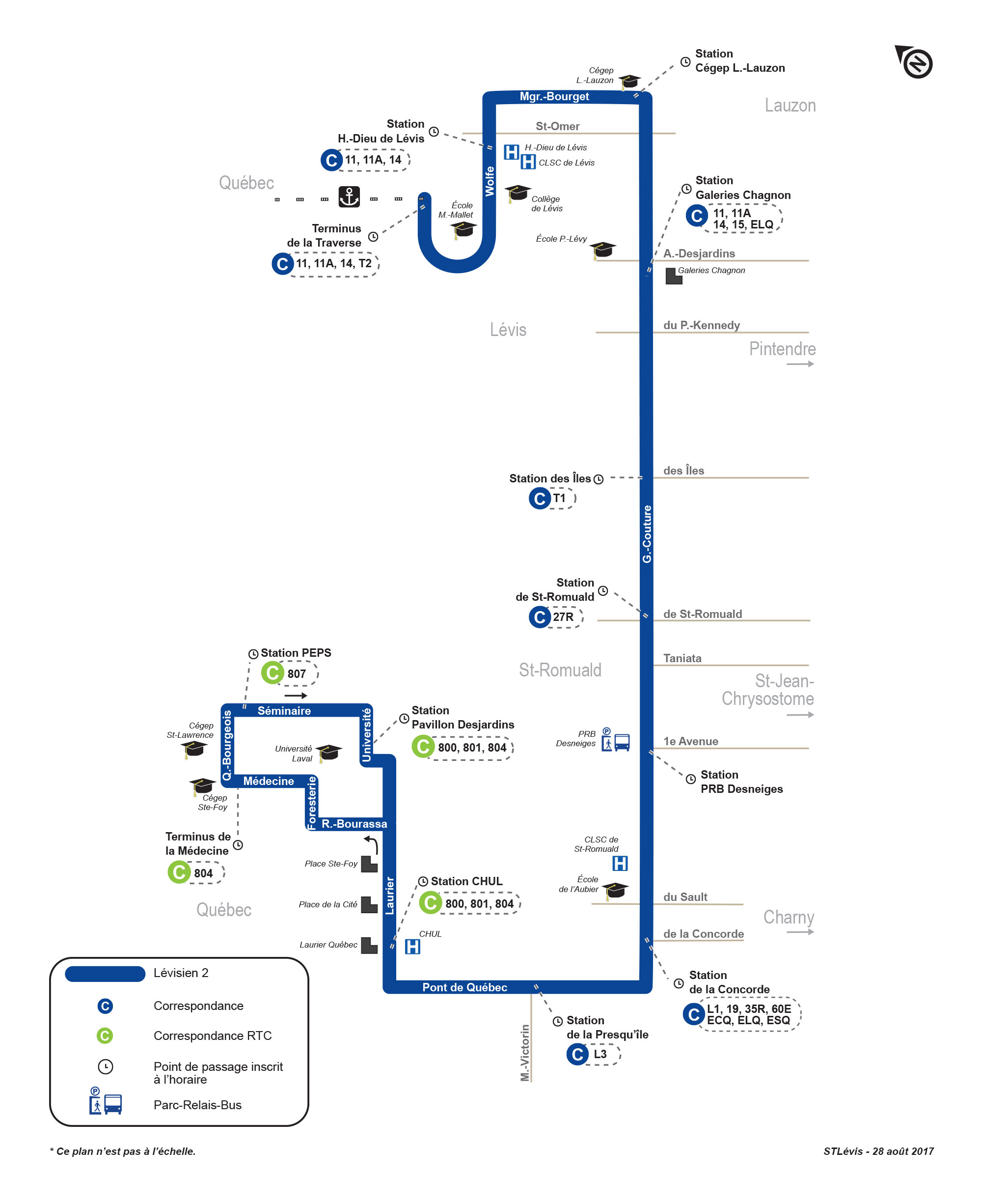 Horaire autobus du parcours L2 Société de transport de Lévis
